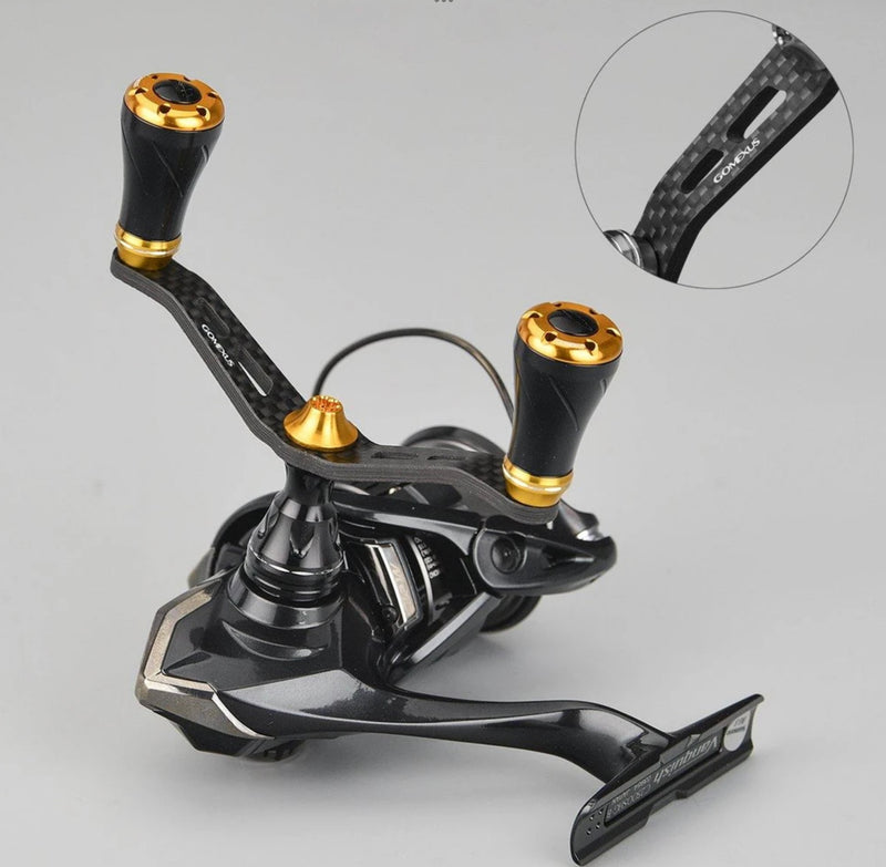 Gomexus Carbon Double Handle For Daiwa Spinning Reel 1000-3000 Wing 98mm Black & Gold