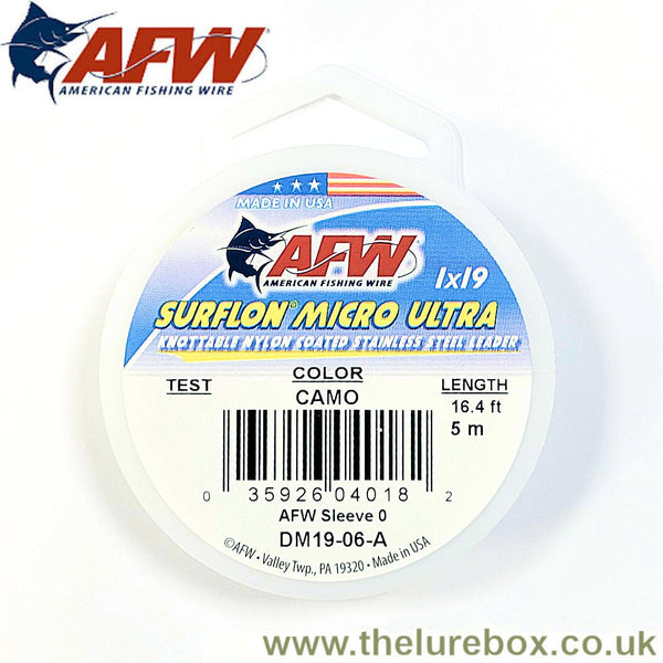 AFW Surflon Micro Ultra Knottable Wire Trace, 19 strand, 16.4 feet Camo