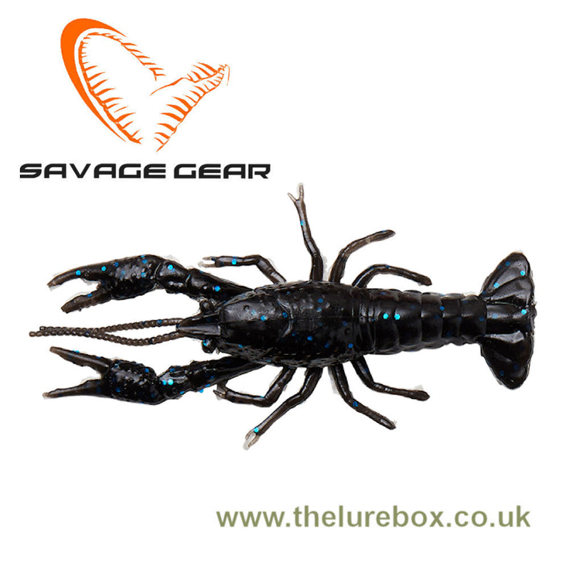 Perfect crawfish imitation that will stand up on the bottom like a defensive crayfish, due to it's buoyant material. Realistic legs and pinchers made of soft durable plastic, this one is black with blue glitter speckle